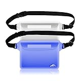 HEETA 2-Pack Waterproof Pouch, Screen Touch Sensitive Waterproof Bag with Adjustable Waist Strap - Keep Your Phone and Valuables Dry - Perfect for Swimming Diving Boating Fishing Beach, White & Blue