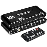 NEWCARE 4K@60Hz 4x1 HDMI Switch Audio Extractor with Optical Toslink SPDIF/Coaxial/3.5mm Audio Out, 4 Ports HDMI 2.0b Switcher with Remote Control Support ARC, HDCP 2.2, 3D, for Xbox, Fire Stick, PS5