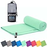 Travel Towel - Compact & Ultra Soft Microfiber Camping Towel - Quick Dry Towel - Super Absorbent & Lightweight for Sports, Beach, Gym, Backpacking, Hiking and Yoga (15.8x31.5 inches mint + bag)