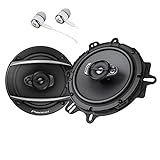 Pioneer TS-A1670F 6.5' 320 Watts Max 3-Way Car Speakers Pair Carbon and Mica Reinforced Injection Molded Polypropylene Bundled with Alphasonik Earbuds,Black