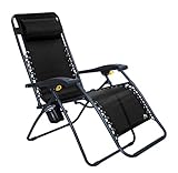 GCI Outdoor Zero Gravity Lounger Portable Lawn and Patio Chair, Black