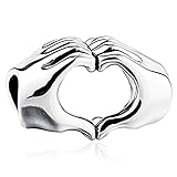 Junyi Jewelry Heart Charm Heart in Your Hands 925 Sterling Silver Love Charm Valentine Charm Anniversary Charm Birthday Charm for Pandora Bracelet