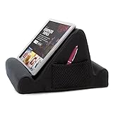 BROOKSTONE, Memory Foam Lap Desk Tablet/iPad/Phone Holder, 2 Viewing Angles, 2 Side Storage Pockets for Extra Accessories, Perfect for Car/Bed/Travel/Work/Plane/College