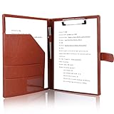 Tiankool Padfolio Portfolio Folder Binder -Faux Leather Portfolio Folder with Cover for A4 Notepad Holder, Business Portfolio for Resume, Legal Pad, Interview, Letter-size Padfolio for Women/Men,Brown