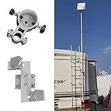 EEZ RV Products Aluminum Flag and Wind Sock Pole Mount for RV LADDERS Satellite Antenna(Starlink Dish) Pole Mount - Adjustable Hold up to 2.5 inch Diameter Pole - Fits 1 inch Ladder Rails