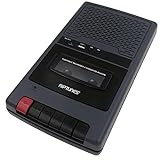 Riptunes Portable Cassette Recorder Player, Tape to USB Audio Music Digital Converter, Retro Shoebox Tape Recorder with USB Player, Cassette-MP3 Converter w/Built-in Microphone -Grey