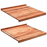 Reversible Wood Pastry Board Large Wooden Cutting Board Kitchen Heavy Duty Chopping Board Butcher Block with Lip Juice Groove Measurements for Counter Table Top (24 x 22.8 x 1.5 Inch, Walnut)
