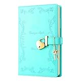 AtoZ Create Diary with Lock and Keys for Teen Girls 360 Pages Leather Locking Journal Personal Secret Notebook for Women(A5(8.5'*5.7'),Green)