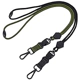 Wisdompro 2 Pack of 23 inch Durable Round Cord Heavy Duty Lanyard with Safety Breakaway Buckle, Detachable Buckle and Metal Hook for ID Card Badge Holder and Keys - Black and Army Green