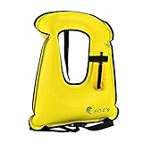 SOLY Inflatable Snorkel Vest Adult, Snorkeling Vest Adjustable Light Snorkeling Jackets for Diving Low Impact Water Sports Safety for 66-220 lbs(Yellow Adult)