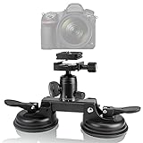 Heavy Duty (20 lbs Load) True DSLR /Mirorrless Camera Suction Cup Car Mount Professional Camcorder Hi-Speed Motion Vehicle Holder w/Quick Release 360°Ball Head Compatible with Nikon Canon Sony RED BM