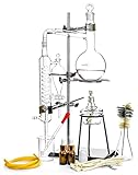 QWORK 500ml Distillation Apparatus Kit, Essential Oil Distillation Apparatus Kits, 3.3 Boro Glass Organic Chemistry Glassware Kit, 24/40 Joint, Separating Funnel Water Distiller Purifier