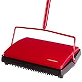 Casabella Floor & Carpet Sweeper Manual Non Electric Cleaner (Red)