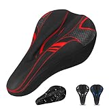 DEER U Gel Bike Seat Cover- Premium Bicycle Saddle Pad, Extra Gel Cushion- Bike Saddle Cushion, Bike Seat Cover with Water & Dust Resistant Cover, Fits Narrow Seats, Fashion Red