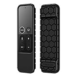 Fintie Protective Case for Apple TV 4K/ HD Siri Remote (1st Gen) - Honey Comb Lightweight Anti Slip Shockproof Silicone Cover for Apple TV 4K 5th 4th Gen Siri Remote Controller, Black
