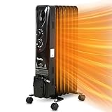 Hykolity 1500W Oil Filled Radiator Heater, Portable Radiator Space Heater with 3 Heating Modes, Adjustable Thermostat, Overheat & Tip-Over Protection, Electric Heater for Home, Indoor use