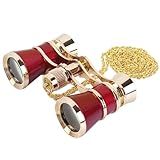 AouloveS Opera Glasses Binoculars 3 X 25 Compact and Lightweight Optical BK7 Theater Glasses with Chain for Adults Kids Women in Concert Theater Opera (Red)