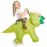 GOOSH Inflatable Dinosaur Costume Kids Triceratops Costume Halloween Dinosaur Blow up Costumes Kids Dinosaur Costumes Toddler (4-6Yrs) Green