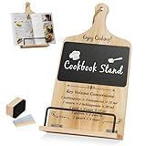 Funistree Cookbook Stand for Kitchen Counter with Chalkboard Eraser, Unique Gifts for Women Mom Grandma Wife Sister Friends Mothers Day Birthday Anniversary Housewarming, Adjustable Cookbook Holder