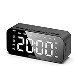 Alarm Clock with Bluetooth Speaker - Digital Alarm Clock with Dual Alarms,3 Levels Brightness,LED/Temperature/FM Mode/Week Display,Phone Holder,AUX/TF Card Slot for Home Office(TF card not included)