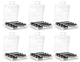 Whizzotech AA/AAA Cell Battery Storage Case/Holder with Charge Reminder Markings Clear Color (6 Pack)