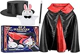 Click N' Play Magician Costume for Kids with Cape & Accessories, Halloween Dress Up & Pretend Play Set Complete with a Magic Set: Top Hat, Magic Wand & Rabbit Magic Tricks, Magic Kit for Kids Age 8-10