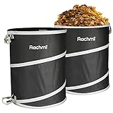 Rachmi Collapsible Pop Up Trash Can 40 Gallon 2-Pack | Reusable Outdoor Garden Leaf Basket Yard Lawn Waste Bag Recycle Bin for Party Camping | Durable Large Toys Balls Garage Storage Container, Black