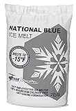 National Blue Ice Melt 20lb Bag - Fast Acting Ice Melter - Pet, Plant and Concrete Friendly, Environmentally Safe - Free of Magnesium Chloride - Melts to -15°F