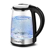 Dezin Electric Kettle, Glass Electric Tea Kettle, Auto Shut-Off 304 Stainless Steel Hot Water Kettle Warmer 1.8L with Fast Boil, Boil Dry Protection Tech for Coffee, Tea