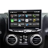 STINGER Jeep Wrangler JK Stereo Replacement 10' HD Touchscreen Radio with Android Auto, Apple CarPlay, Handsfree Bluetooth, Dual USB Includes All-in-one Dash Kit & Interface, 2007-2018 (STH10JK)