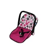 Hauck Pink Dot Doll Car Seat is a Plastic Shell with Fabric and Includes Harness Belt to Keep The Baby Doll Secure and can be Converted into a Feeding Chair, Multi