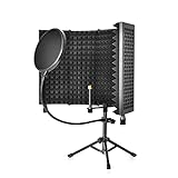 CODN Recording Microphone Isolation Shield with Pop Filter, High Density Absorbent Foam to Filter Vocal, Foldable Sound Shield for Blue Yeti, Studio and Most Condenser Microphone Recording Equipment