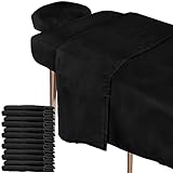 Oudain 6 Set Microfiber Massage Table Sheets Each Set Includes Massage Table Covers, Fitted Sheets, Face Cradle Covers (Black)