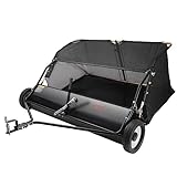 VEVOR Tow Behind Lawn Sweeper 48.5 Inch, 26 cu. ft Large Capacity, Dumping Rope Design & Heavy Duty Leaf Collector with Adjustable Sweeping Height for Picking up Debris and Grass, 48.5', Black