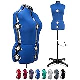 Blue 13 Dials Female Fabric Adjustable Mannequin Dress Form for Sewing, Mannequin Body Torso with Stand, Up to 70' Shoulder Height. (Large)