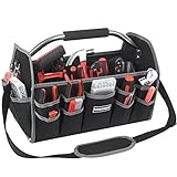Kowsinde 16 Inch Tool Bag, Electrician Tool Bag, Open Top Tool Bags, 26 Pockets Can Hold Many Tools, Steel Handle and Removable Shoulder Strap