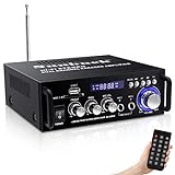 Sunbuck Stereo Amplifier, Stereo Receivers with Bluetooth 5.0, Compact Audio Amplifier, 2 Channel Bluetooth Stereo Amplifier, Home Stereo System 250Wx2, with RCA/USB/FM, Receiver for Speaker, AS-29BU