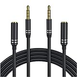 2 Pack 3.5mm Headphone Extension Cable (4Ft/1.2M), 4 Pole Hi-Fi Stereo Sound Audio Cable Male to Female AUX Cord, Auxiliary Extender for Speakers, PC, MP3 and All 3.5 mm Enabled Devices - Black