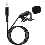 Camidy Clip On Lapel Microphone,Mini Hands Free Lavalier Mic 3.5mm Jack Wired Omnidirectional Condenser Microphone for Voice Recording