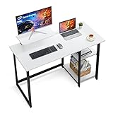 GreenForest Computer Desk with Monitor Stand and Reversible Storage Shelves,39 inch Small Home Office Writing Study Desk for Small Spaces,White