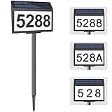 GEAGMAGC Solar House Numbers for Outside Light up, LED Illuminated Home Number Address Sign Plaque Waterproof for Yard, Wall-Mounted or Floor-Plugged- Black