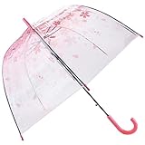 Outgeek Transparent Umbrella, Clear Bubble Cherry Umbrella Fashion Long Stick PVC Dome Sakura Umbrella for Women Kids Wedding