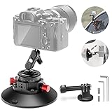 Neewer 6' Camera Suction Mount with Ball Head Magic Arm, 1/4' 3/8' ARRI Mounting Holes, Metal Car Mount for GoPro Action Camera/Camera/Phone, Air Pump Vacuum Suction Cup on Car or Window Glass, CA013