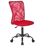 Home Office Chair Ergonomic Desk Chair Mesh Computer Chair with Lumbar Support Rolling Swivel Adjustable Mid Back Task Chair for Girls(Red)