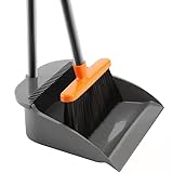 Long Handle Broom with Upright Standing Dustpan Combo for Office Home Kitchen Lobby Floor Cleaning