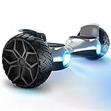 SISIGAD 8.5' Solid Tires Off Road Hoverboard, All Terrain Self Balancing Scooter with 700W Motor, Bluetooth Speakers and LED Lights, Portable Handle
