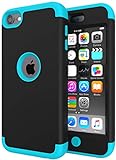 iPod Touch 7 Case for Boys, iPod Touch 6 Case, SLMY(TM) Heavy Duty High Impact Armor Case Cover Protective Case for Apple iPod Touch 5/6/7th Generation Black/Sky Blue …