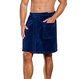 anatolian Men’s Adjustable Wrap Around Body Towel for Bath Gym Spa/Cotton – Made in Turkey (Navy Blue)