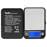 Vitafit 500g Digital Pocket Gram Scale 0.01g Accuracy, Weighing Professional Since 2001, High Precision Scale Grams for: Lab, Food, Kitchen, Coffee, Jewelry; Black