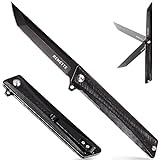 REMETTE Tactical Pocket Knife GD22K, D2 Steel Tanto Folding knife Flip Assisted Open with Durable G10 Handle,Men Women Everyday Carry EDC Knife,Sharp Camping Hiking Daily Work Knives